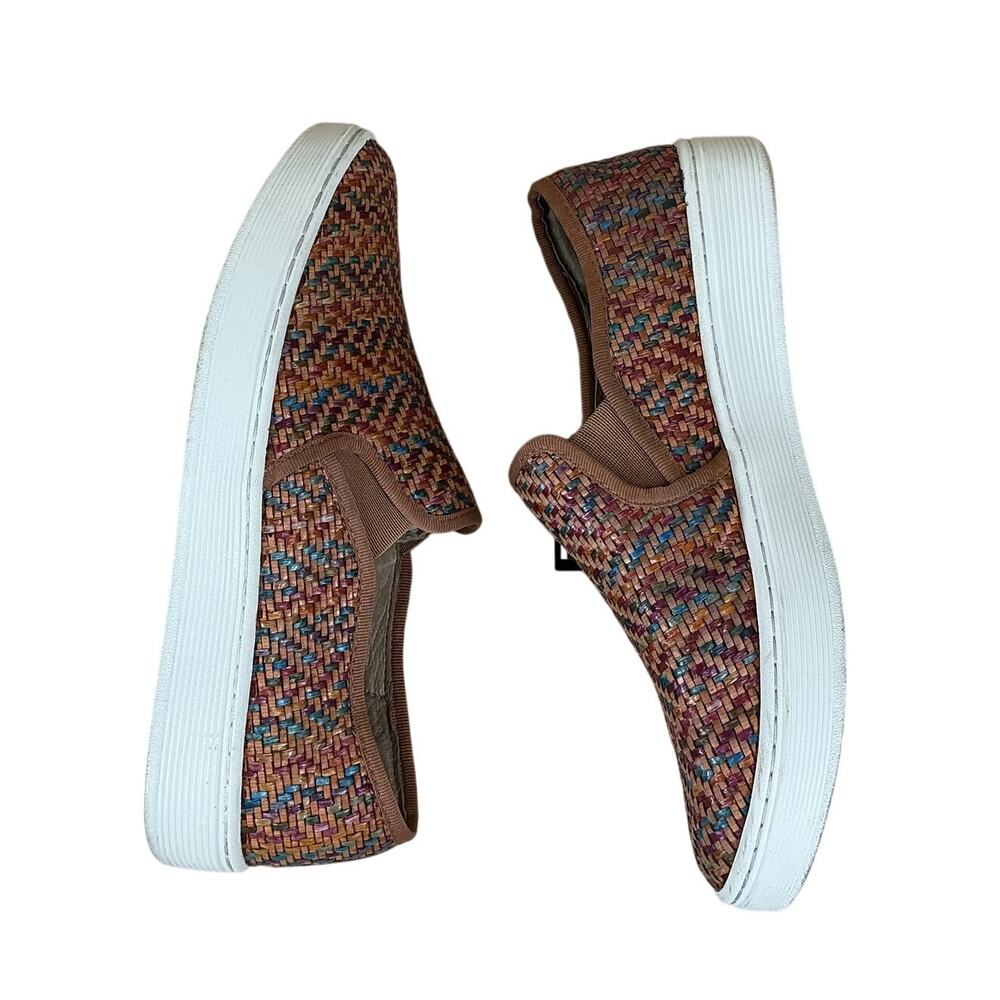 Sofft Somers Sneakers Women’s 8M Brown Tan Multicolor Woven Slip On Boho Leather